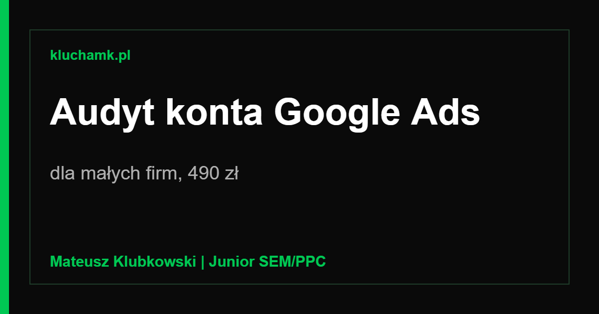Audyt konta Google Ads dla małych firm, 490 zł